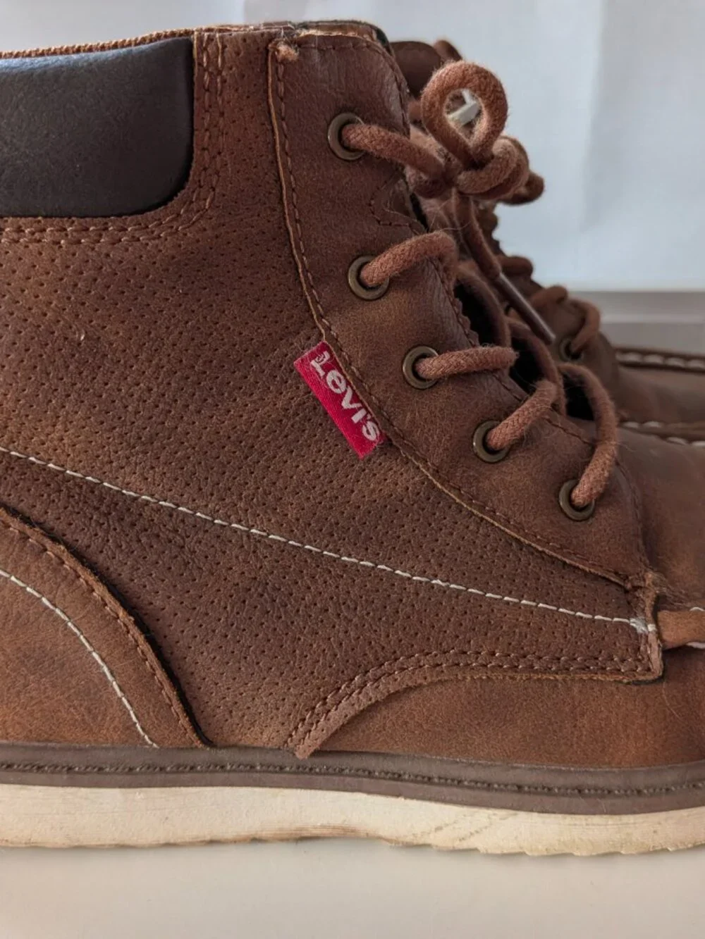 Levi's Brown Moc Toe Lace Up Boots Youth Big Kid Size 4
